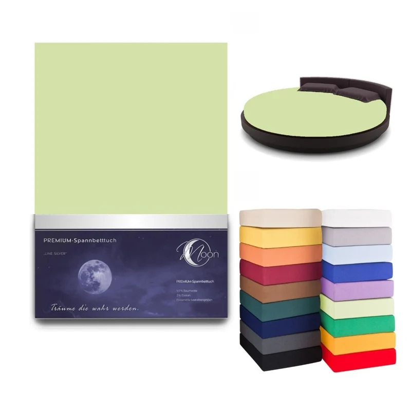 Spannbettlaken Rund 245cm Spanntuch fürs Wasserbett 190g/m² Moon Line Silver