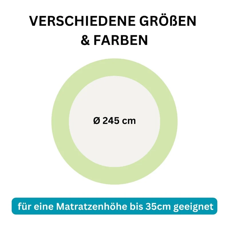 Spannbettlaken Rund 245cm Spanntuch fürs Wasserbett 190g/m² Moon Line Silver