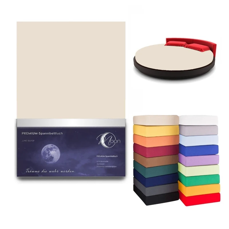 Spannbettlaken Rund 245cm Spanntuch fürs Wasserbett 190g/m² Moon Line Silver