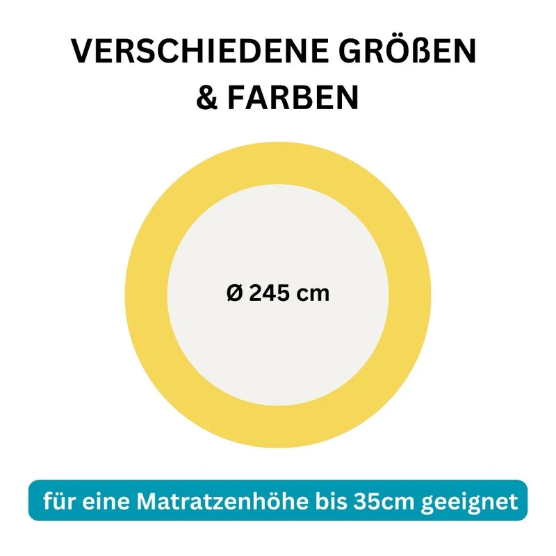 Spannbettlaken Rund 245cm Spanntuch fürs Wasserbett 190g/m² Moon Line Silver