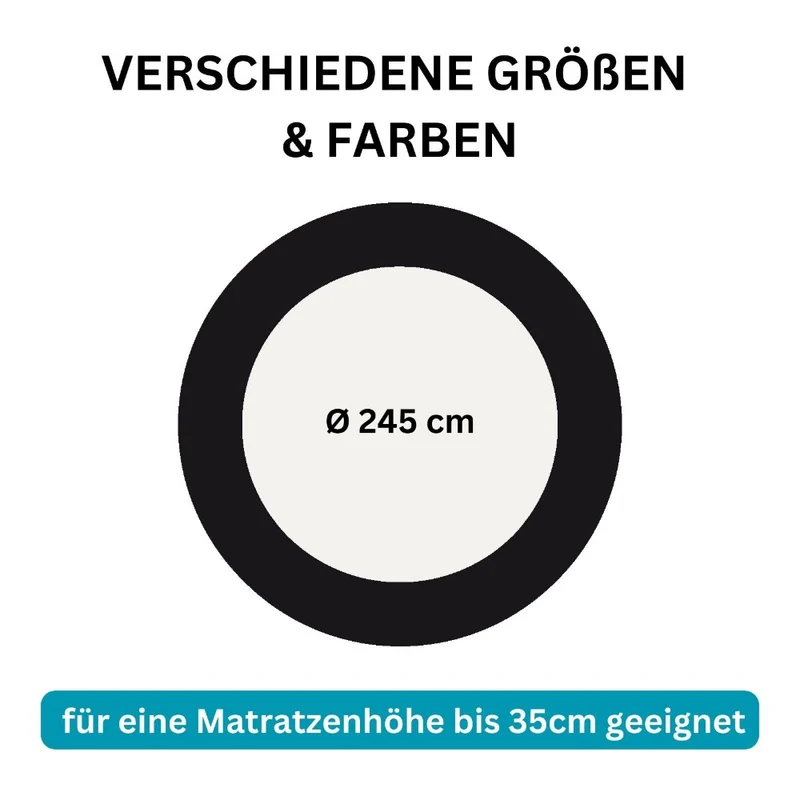 Spannbettlaken Rund 245cm Spanntuch fürs Wasserbett 190g/m² Moon Line Silver
