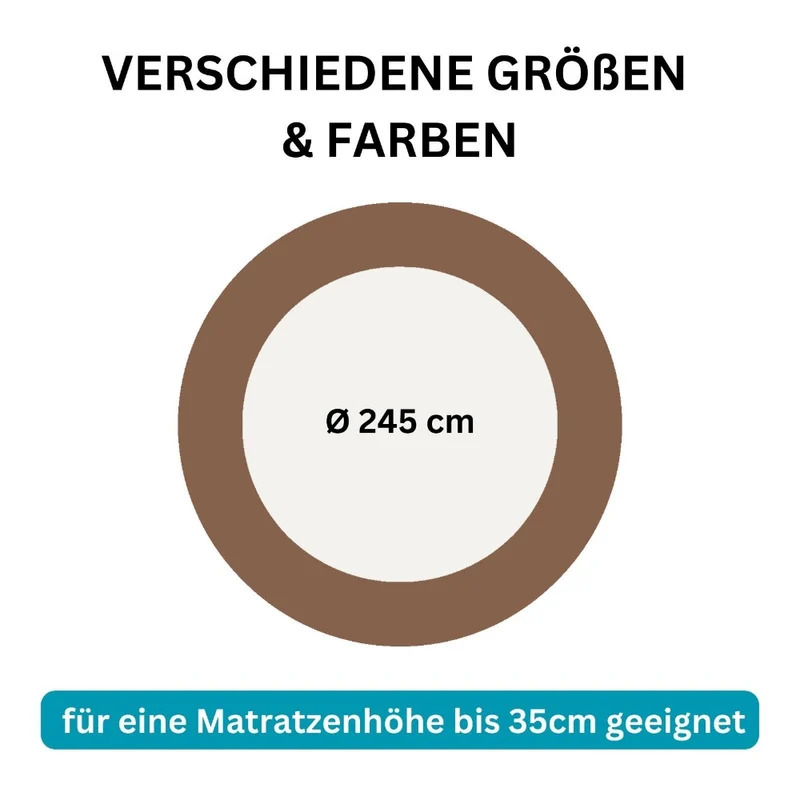 Spannbettlaken Rund 245cm Spanntuch fürs Wasserbett 190g/m² Moon Line Silver