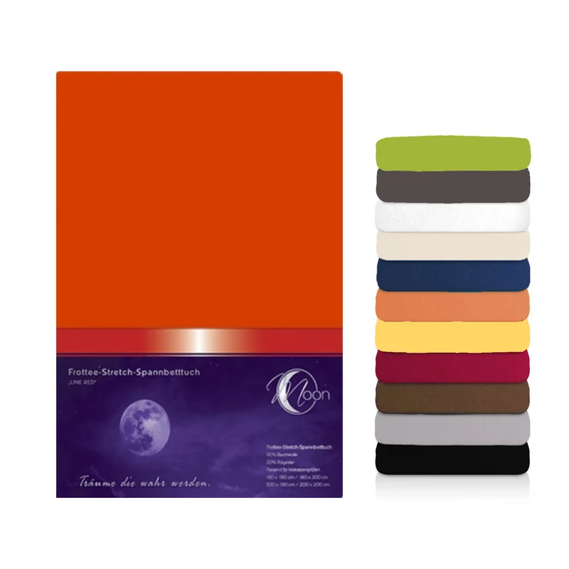 Moon Line Red Frottee Spannbettlaken 160x200