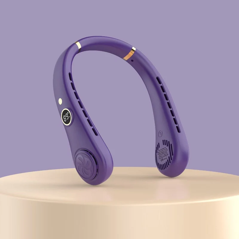 Unisex nan ergonomisk handsfri nakkevifte med LED hastighetsdisplay og dobbel luftstrøm utløp Luvikno