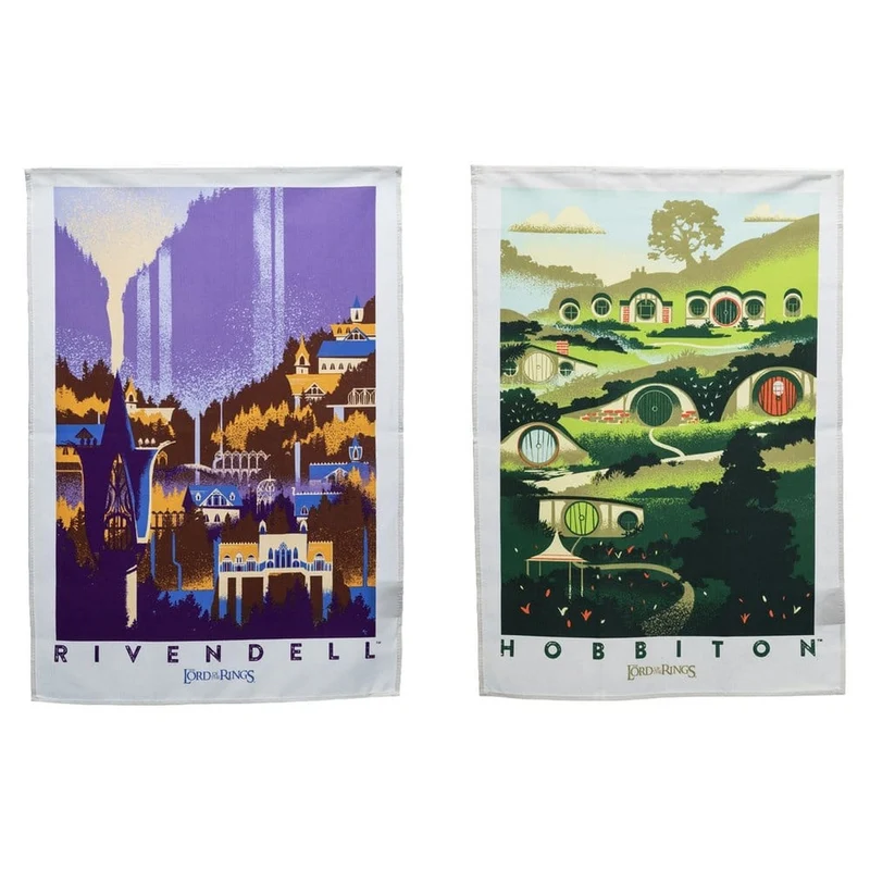 Der Herr der Ringe - Rivendell & Hobbiton Geschirrtuch 2er Set