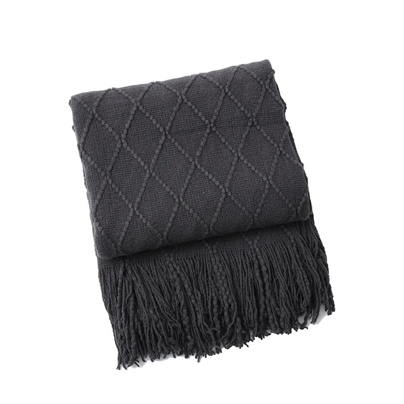 Damer Elegant og stilfullt bo- og kose-teppe med franser Luvikno