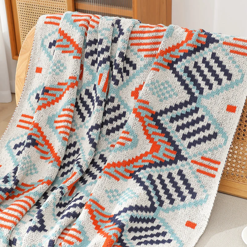 Kvinnenes mønstrede kosepledd med frynser og geometrisk design Luvikno