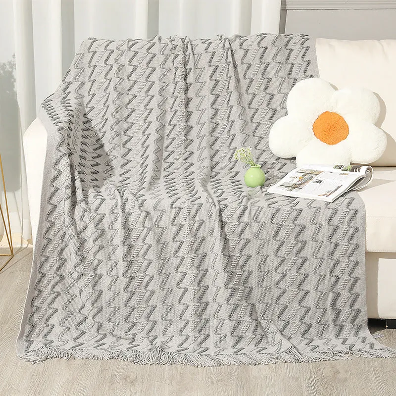 Kvinnens dekorative zigzag strikket teppe Luvikno
