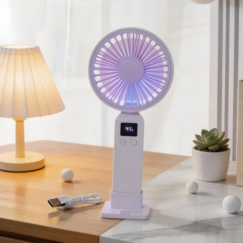 Bærbar håndvifte med digital temperaturmåler og flere hastighetsinnstillinger Luvikno
