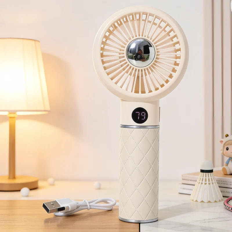 Bærbar håndvifte med digital temperaturvisning og behagelig design Luvikno