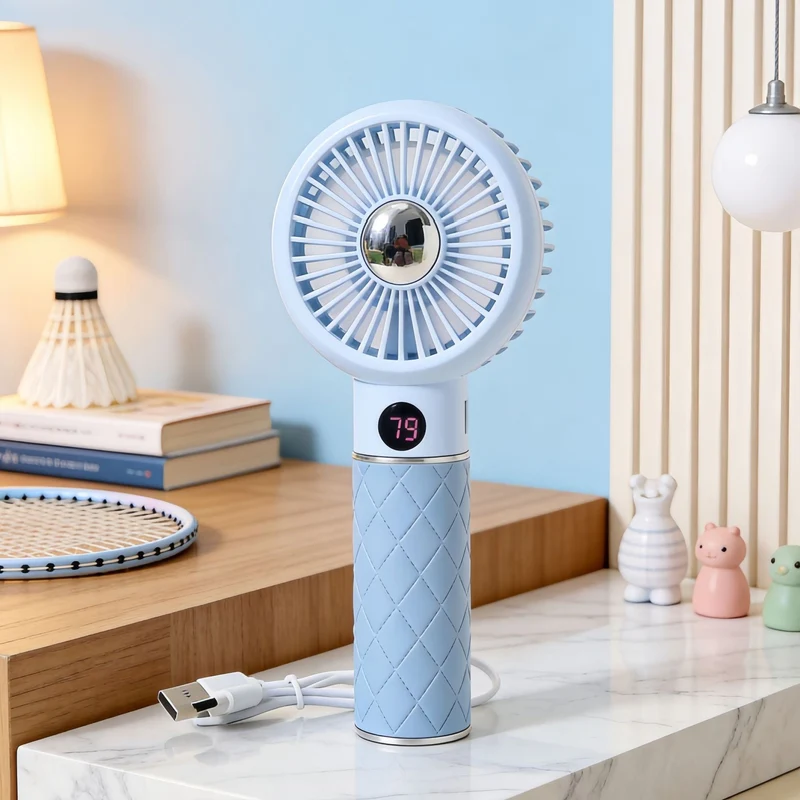 Bærbar håndvifte med digital temperaturvisning og behagelig design Luvikno