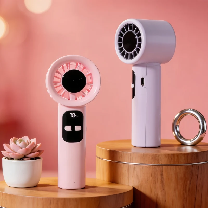 Bærbar håndvifte med digitalt display og USB-tilkobling Luvikno