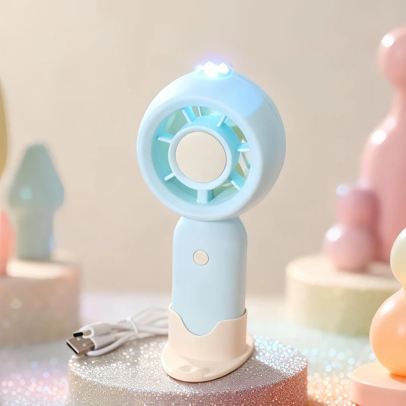 Bærbar mini-vifte med LED-belysning og USB-ladefunksjon Luvikno