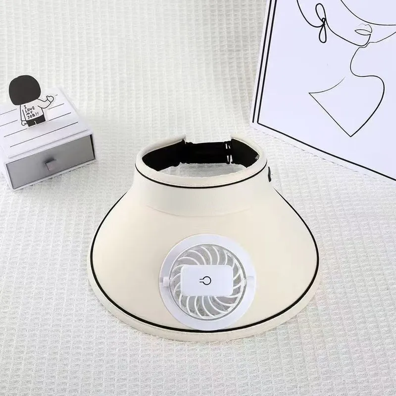 visir med avtakbar USB-vifte, justerbart hodebånd og pustende UV-beskyttelse Luvikno
