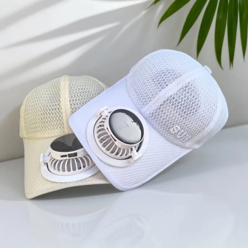 Ventilert baseball caps med avtakbar oppladbar vifte Luvikno
