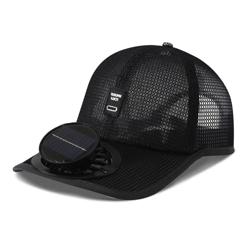 solardrevet mesh baseball cap med avtakbar frontvifte Luvikno