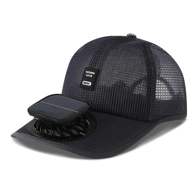 solardrevet mesh baseball cap med avtakbar frontvifte Luvikno