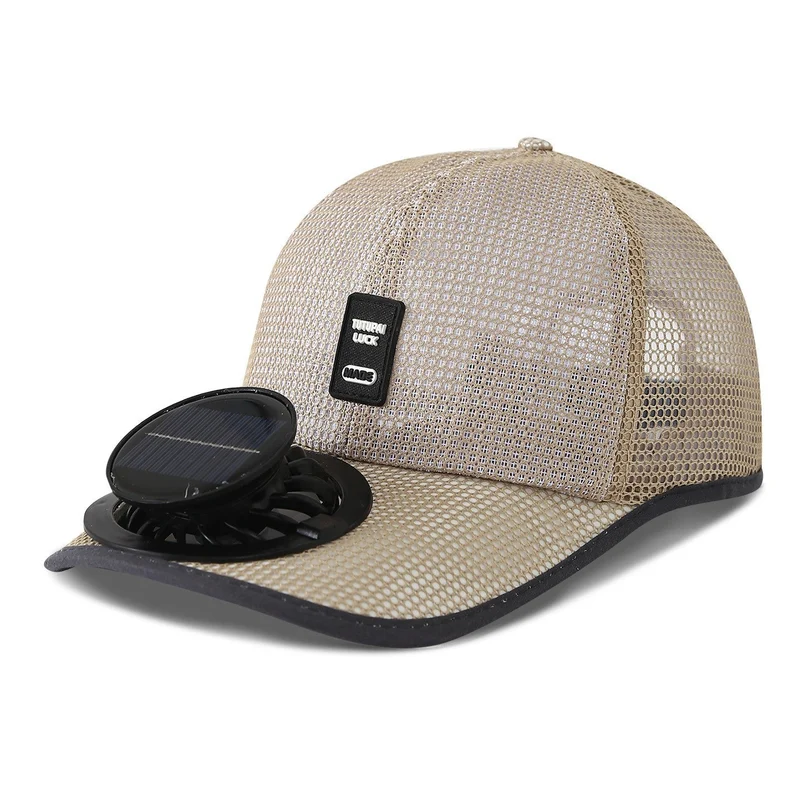 solardrevet mesh baseball cap med avtakbar frontvifte Luvikno