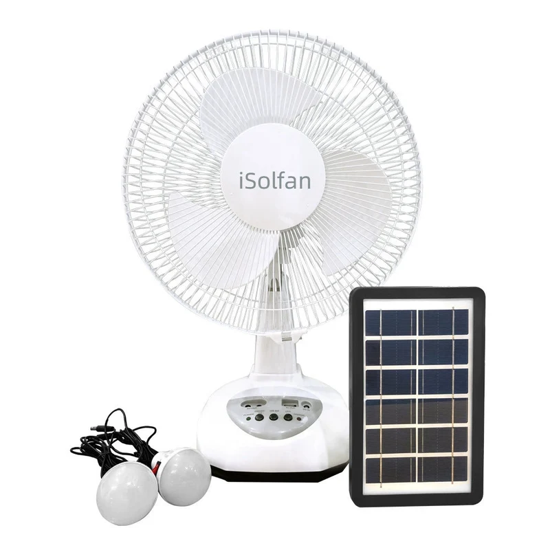 Kvinnes bærbare solfane med LED-lampe og USB-tilkobling Skanto