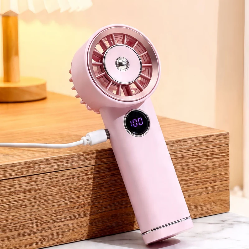 Bærbar USB-håndvifte med LCD-skjerm Luvikno