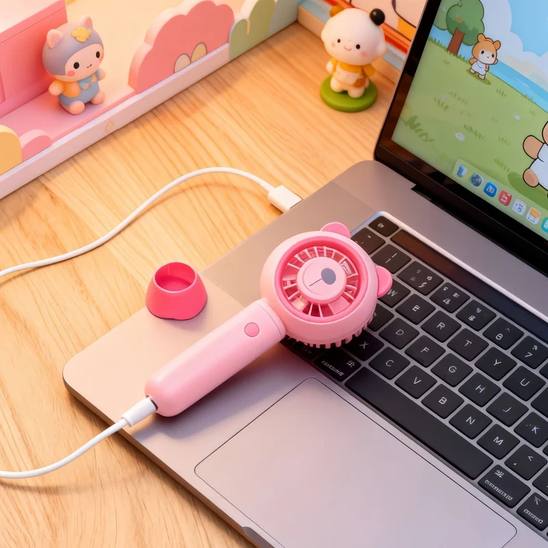 Dame portable USB håndvifte med dyremønster Luvikno