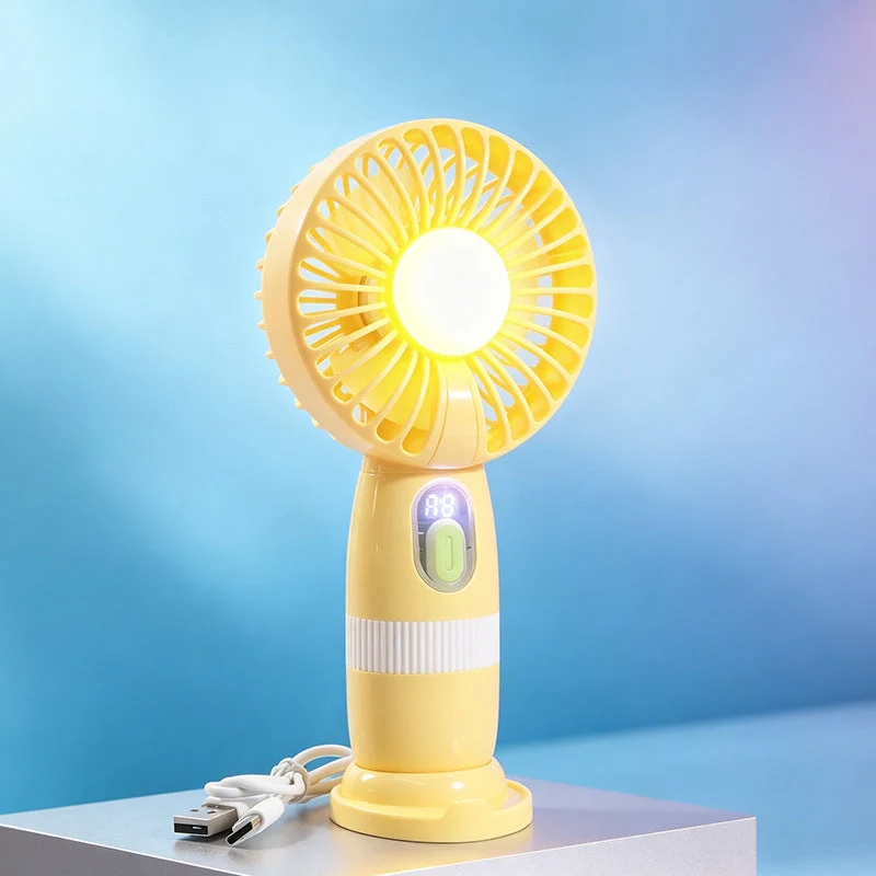 Kvinnens bærbare USB-håndvifte med LED-lys og kreativ design Luvikno