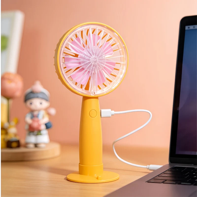 Kvinnenes bærbare USB-håndvifte med fleksibel neigemechanisme og ergonomisk håndtak Luvikno