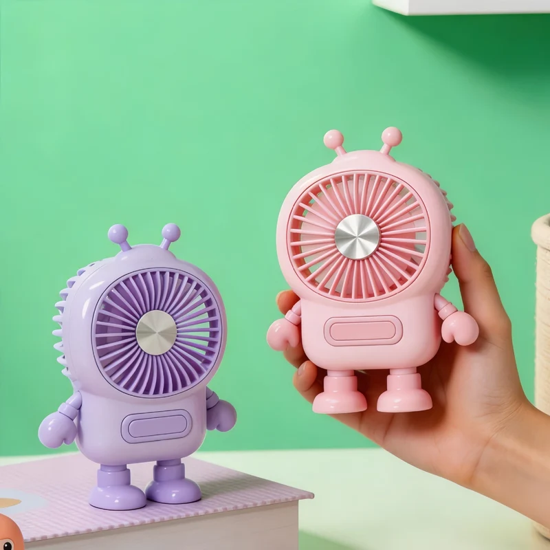 Kvinnors bärbara mini-fläkt i kreativ robotdesign Luvikno
