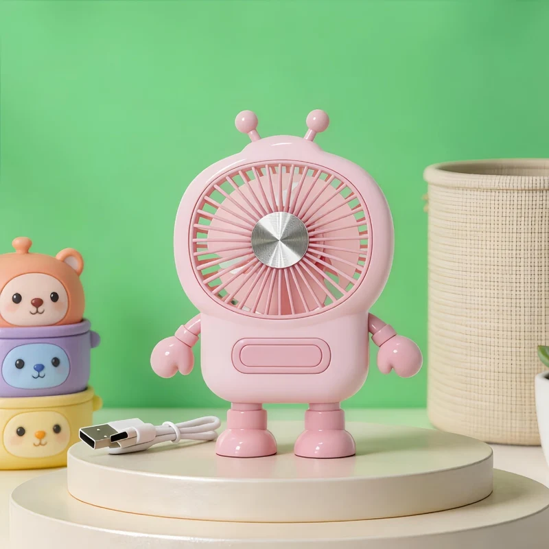 Kvinnors bärbara mini-fläkt i kreativ robotdesign Luvikno