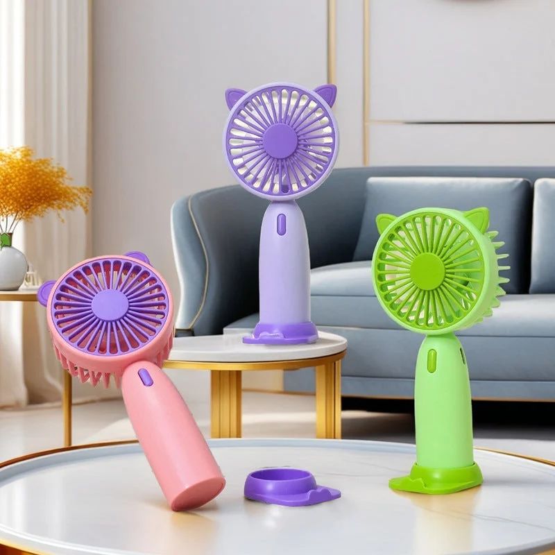 Dame portable mini håndholdt vifte med kattetører Luvikno