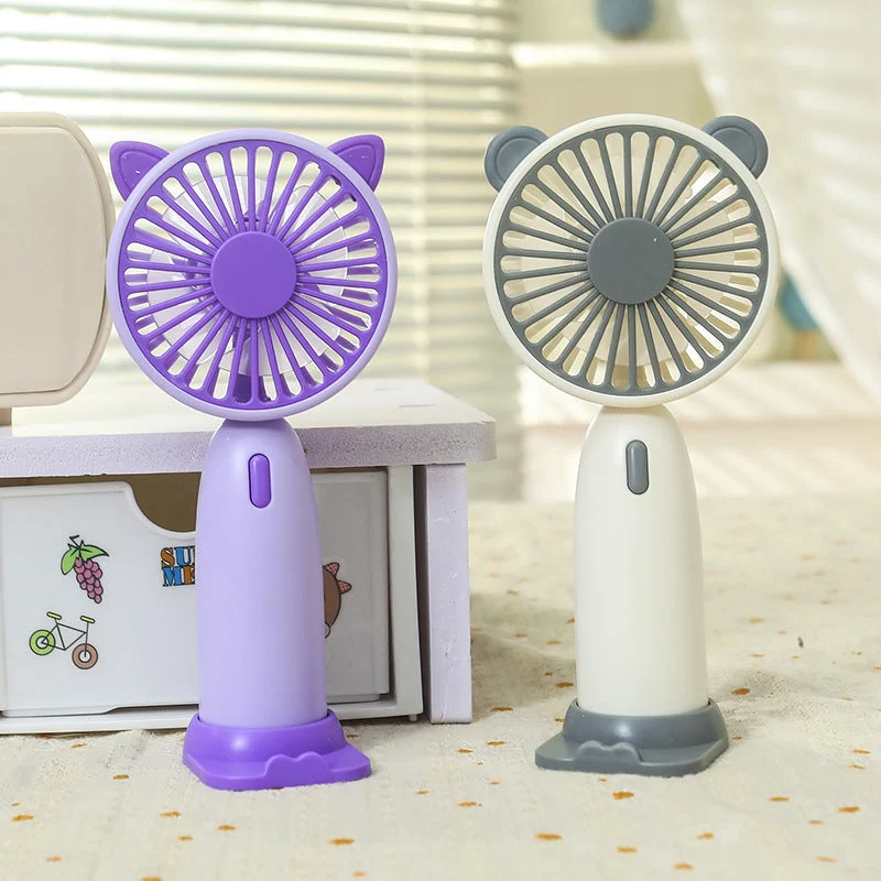 Dame portable mini håndholdt vifte med kattetører Luvikno