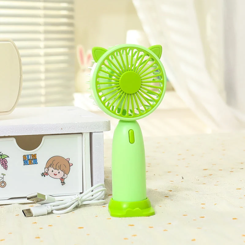 Dame portable mini håndholdt vifte med kattetører Luvikno