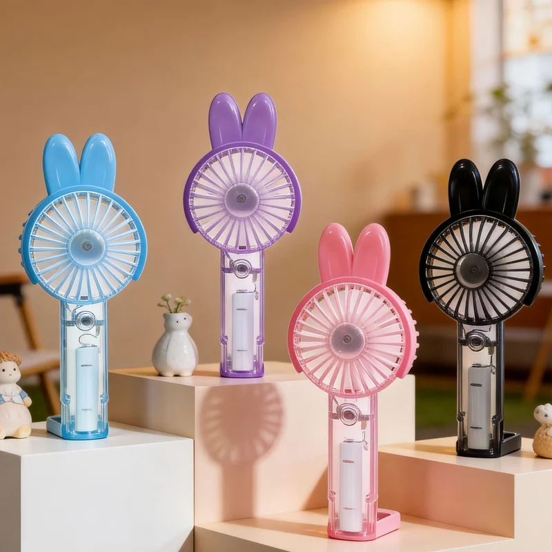 Dame portable mini håndholdt vifte i søtt kanin-design Luvikno
