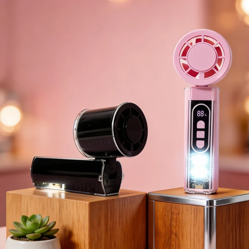 Dames bærbar håndvifte med USB-tilkobling og LED-belysning Luvikno