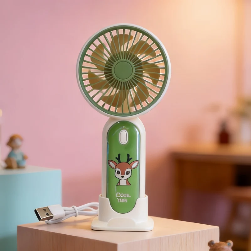 Dames bærbar håndholdt vifte med LED-lys og ergonomisk design Luvikno