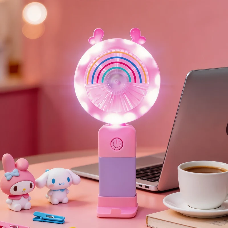 Damer bærbar håndholdt vifte med LED-belysning og fleksibel design Luvikno