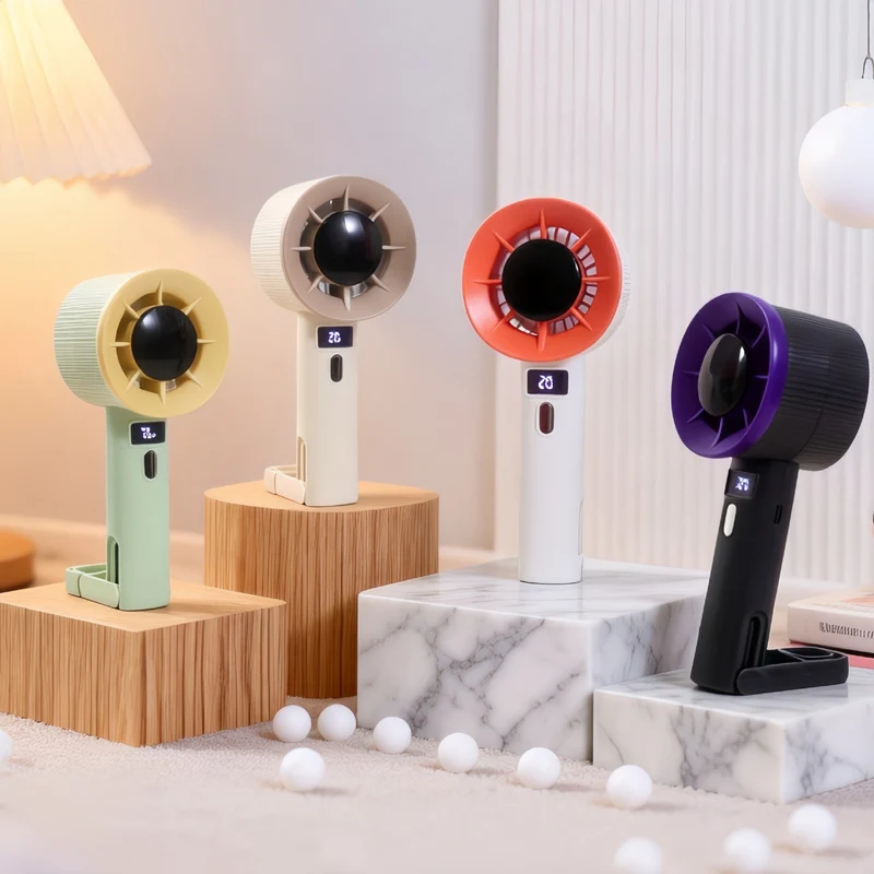 Kvinnenes bærbare håndholdte vifte med LED-skjerm og USB-tilkobling Luvikno