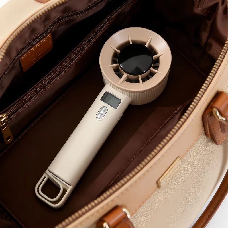 Kvinnenes bærbare håndholdte vifte med LED-skjerm og USB-tilkobling Luvikno