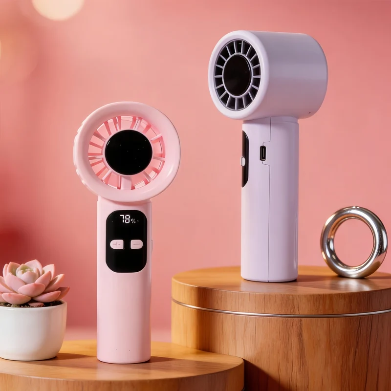 Kvinnenes bærbare håndvifte med digital hastighetsdisplay og ergonomisk design Luvikno