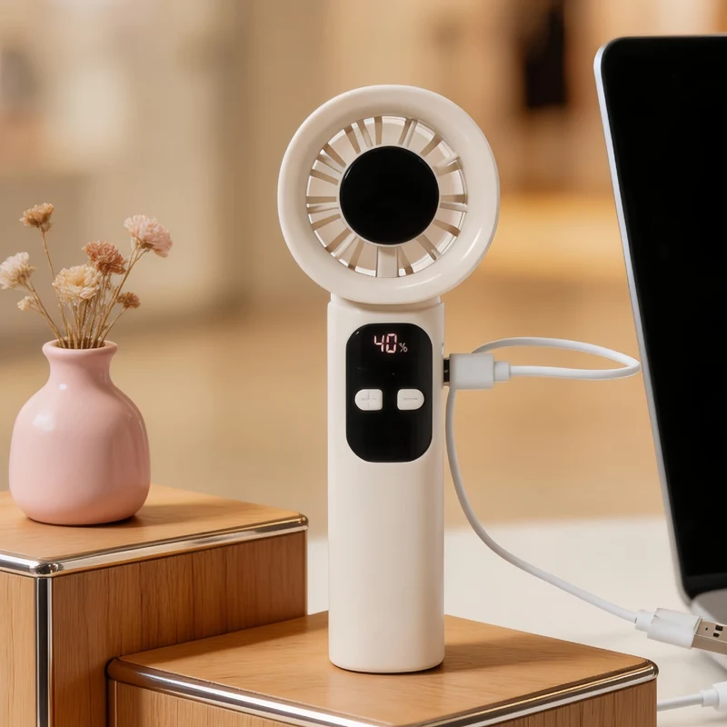 Kvinnenes bærbare håndvifte med digital hastighetsdisplay og ergonomisk design Luvikno