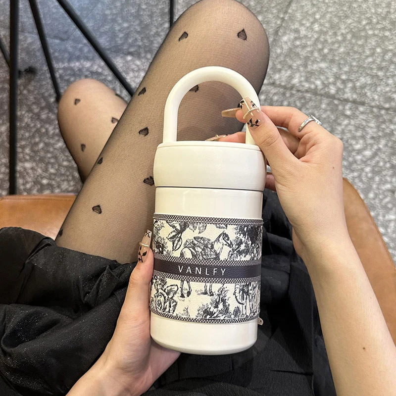 Damen stilvoller Thermobecher mit praktischem Tragegriff Luvikno