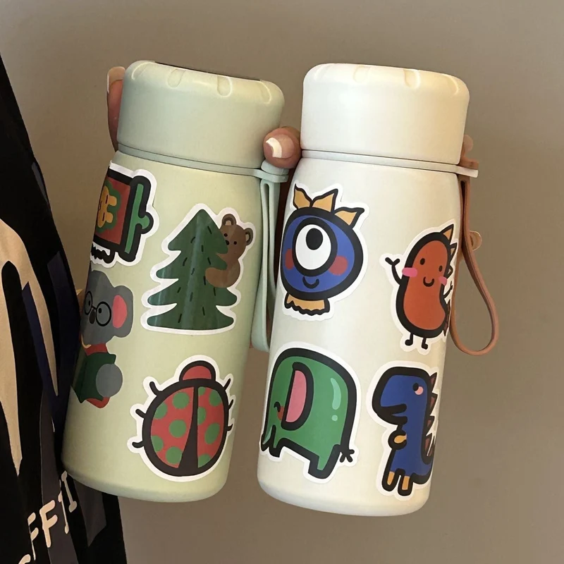 Damen stilvolle Wasserflasche mit witzigen Aufklebermotiven Luvikno