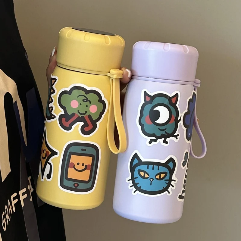 Damen stilvolle Wasserflasche mit witzigen Aufklebermotiven Luvikno