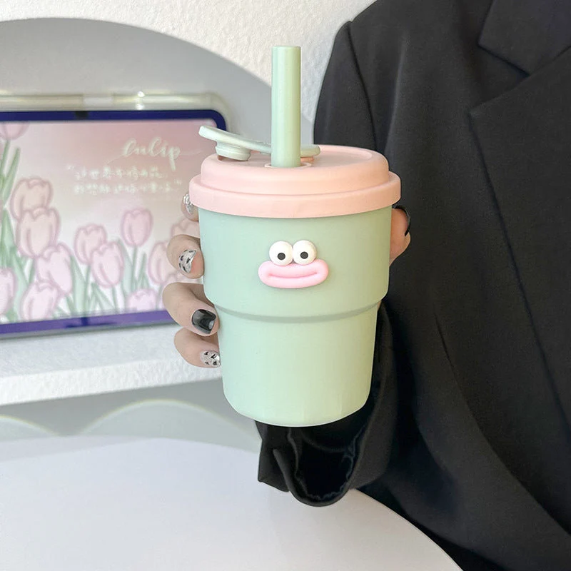 Damen Praktische Trinkbecher mit lustigem Gesicht Luvikno