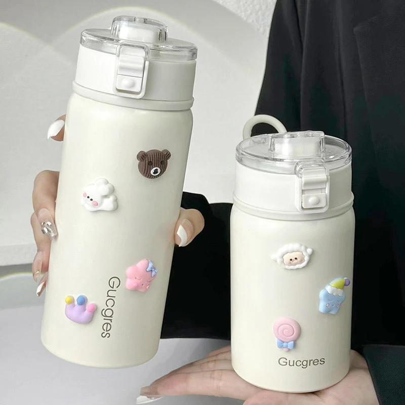 Dame isolerende drikkeflaske med sikker klaffelokk og leken design Luvikno