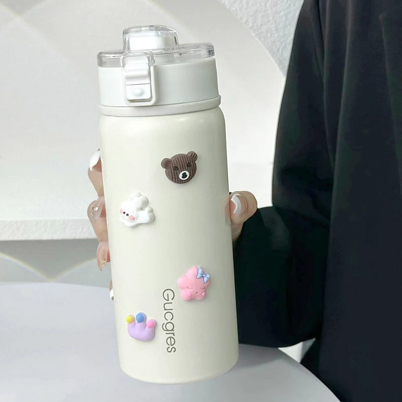 Dame isolerende drikkeflaske med sikker klaffelokk og leken design Luvikno