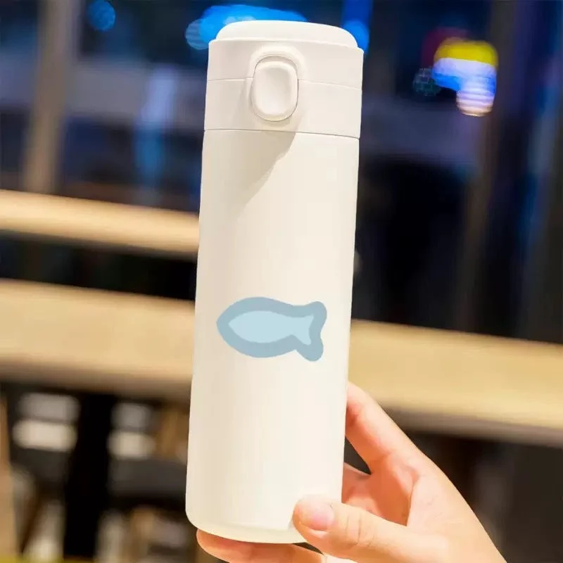 Damen Isoliertrinkflasche mit sicherem Klappverschluss und niedlichem Katzendesign Luvikno