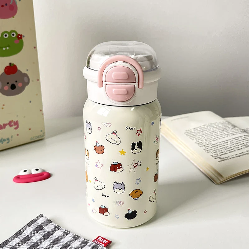 Damen Isoliertrinkflasche mit sicherem Klappdeckel und verspieltem Tierdesign Luvikno