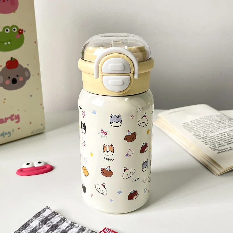 Damen Isoliertrinkflasche mit sicherem Klappdeckel und verspieltem Tierdesign Luvikno
