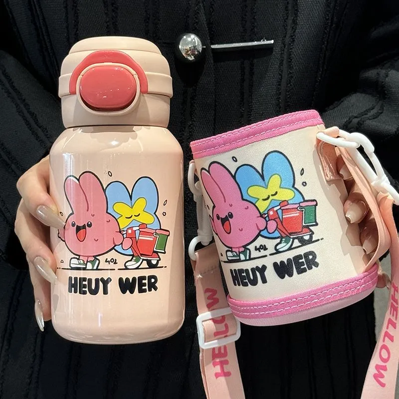 Damen Isoliertrinkflasche mit sicherem Klappdeckel und verspieltem Design Luvikno